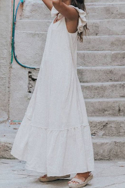 Vestidos de moda de calle, lisos, con cuello redondo y sin mangas