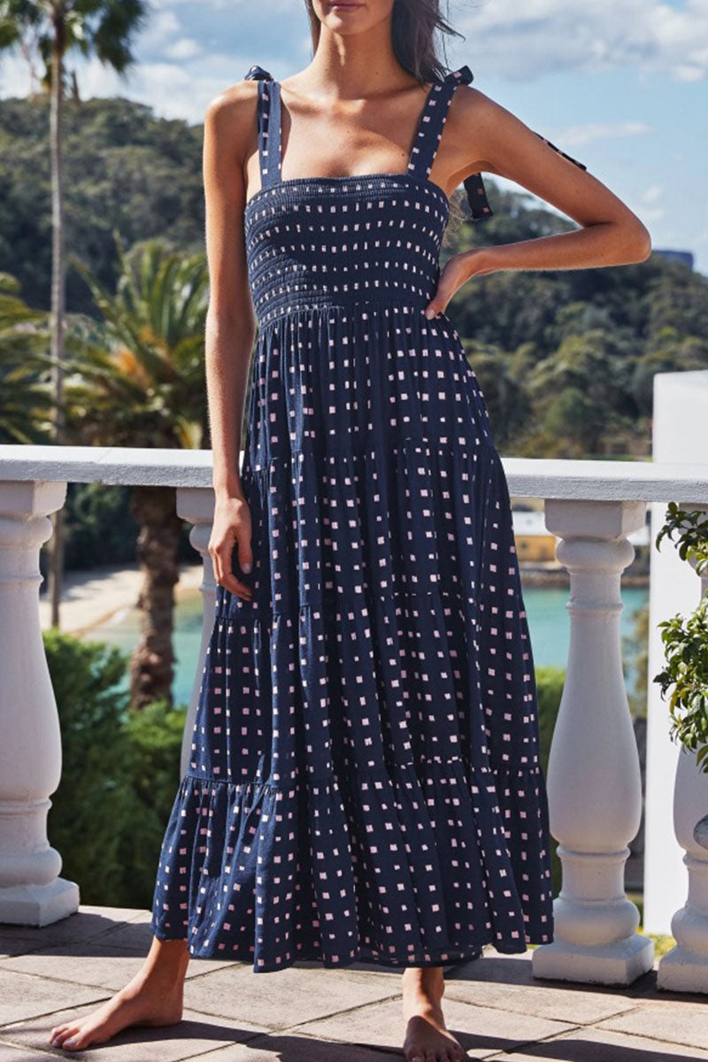 Vestidos estampados con tirantes finos, patchwork y lunares de moda urbana