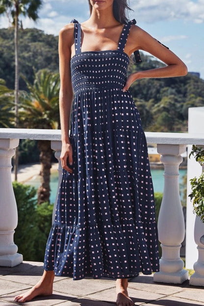 Vestidos estampados con tirantes finos, patchwork y lunares de moda urbana