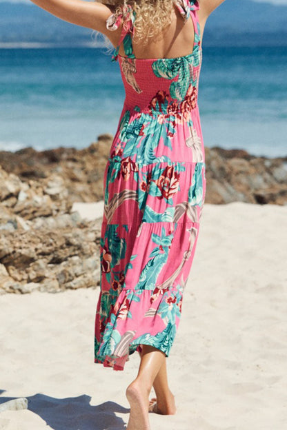 Vestidos estampados de moda con tirantes finos y patchwork con estampado bohemio