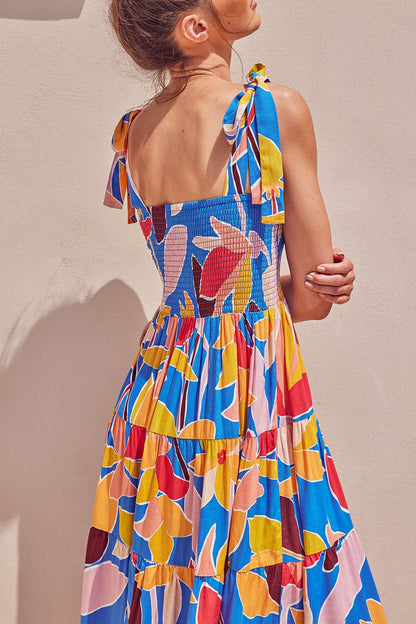 Vestidos estampados de moda con tirantes finos y patchwork con estampado bohemio