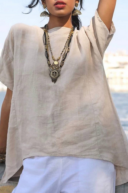 Tops básicos informales de cuello redondo con parches sólidos (5 colores)