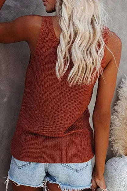 Tops casuales de cuello en V liso