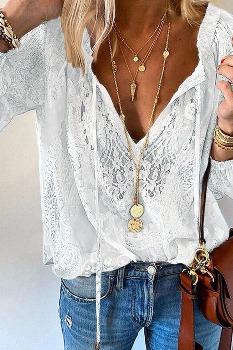 Blusa elegante de cuello en V con parches sólidos a la moda (4 colores)