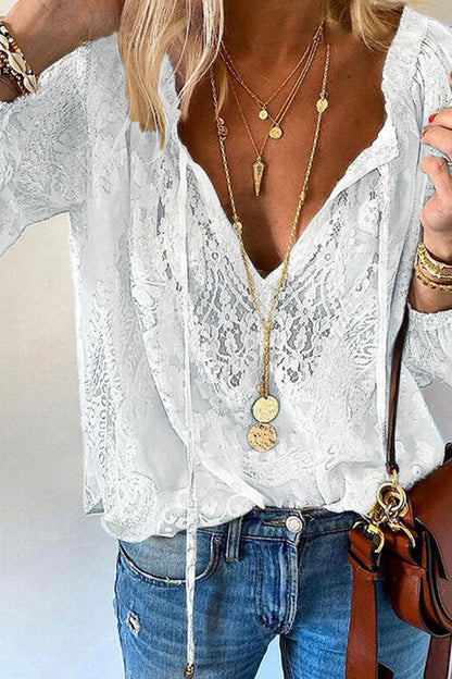Blusa elegante de cuello en V con parches sólidos a la moda (4 colores)