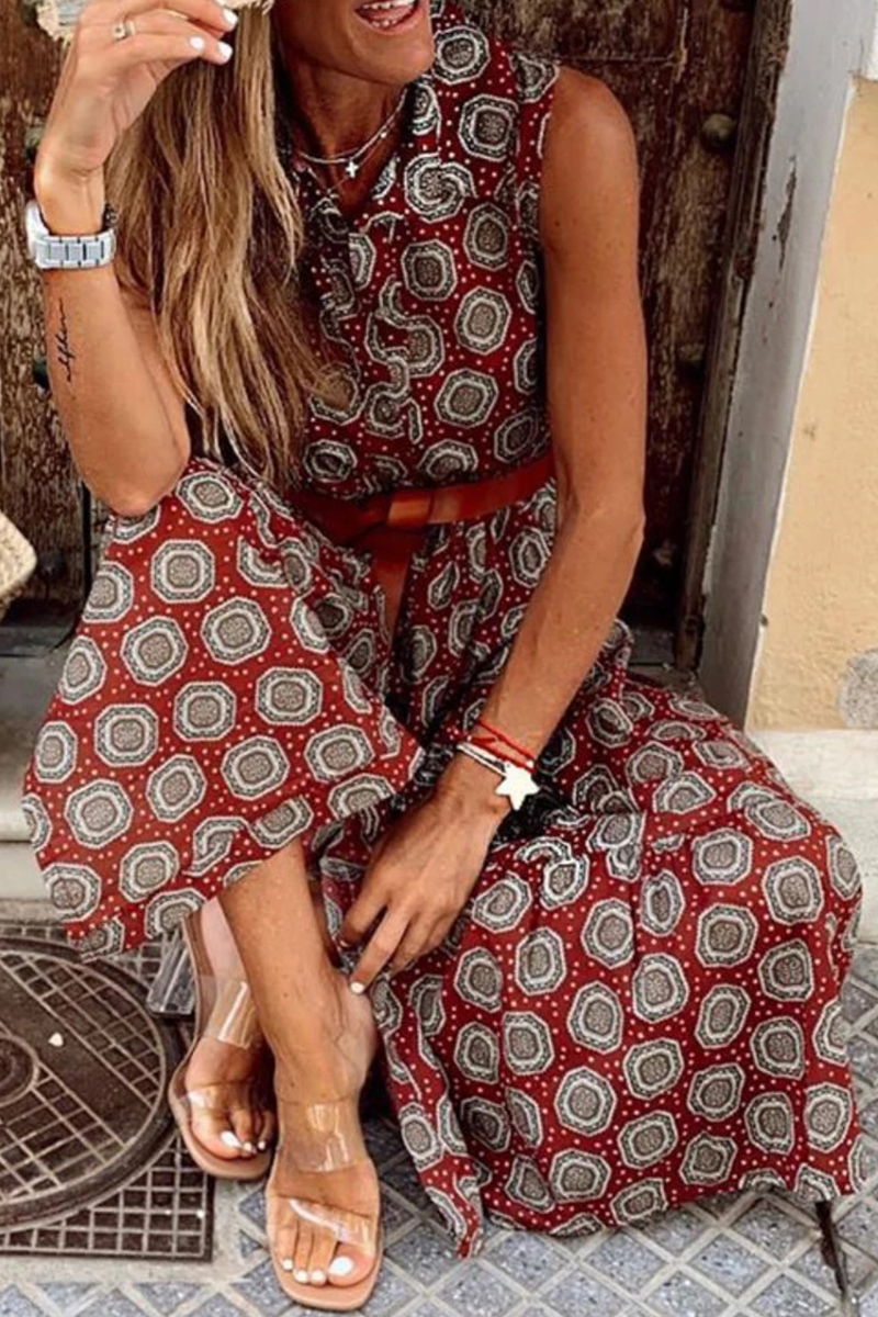 Vestido informal básico de cuello mandarín con hebilla de puntos y corte A (3 colores)