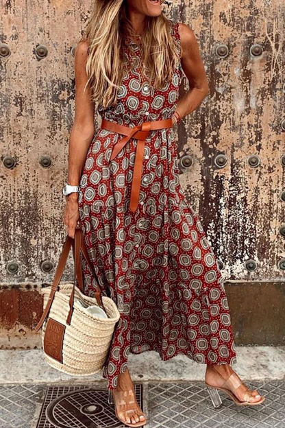 Vestido informal básico de cuello mandarín con hebilla de puntos y corte A (3 colores)
