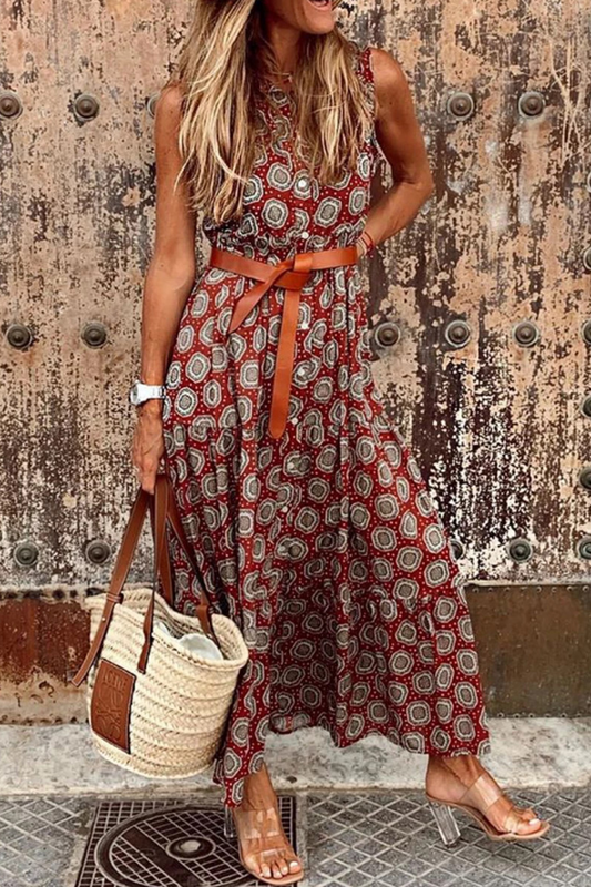 Vestidos casuales de corte A con cuello mandarín básico y hebilla de puntos