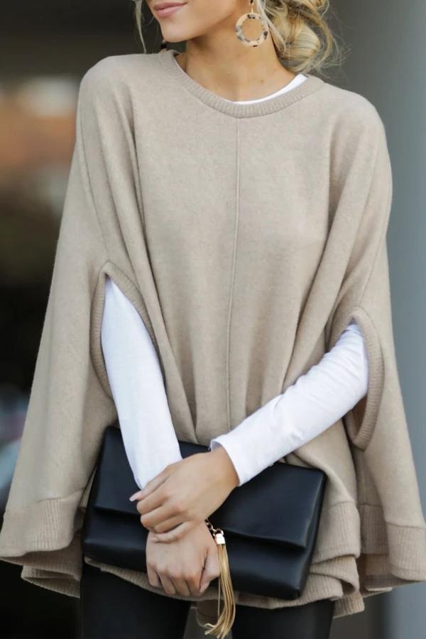 Casual Solid Pullovers O Neck Tops