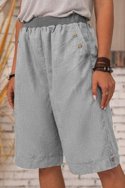 Pantalones casuales de moda con parches sólidos, rectos y de cintura alta
