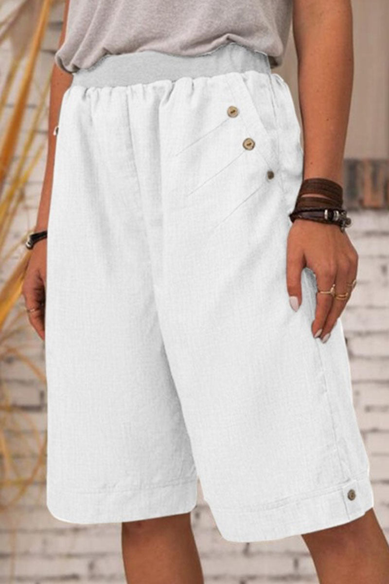 Pantalones casuales de moda con parches sólidos, rectos y de cintura alta