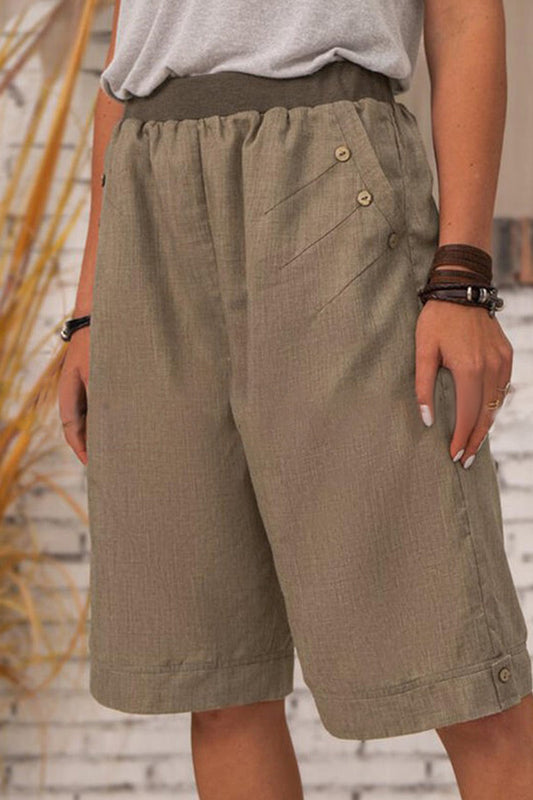 Pantalones casuales de moda con parches sólidos, rectos y de cintura alta
