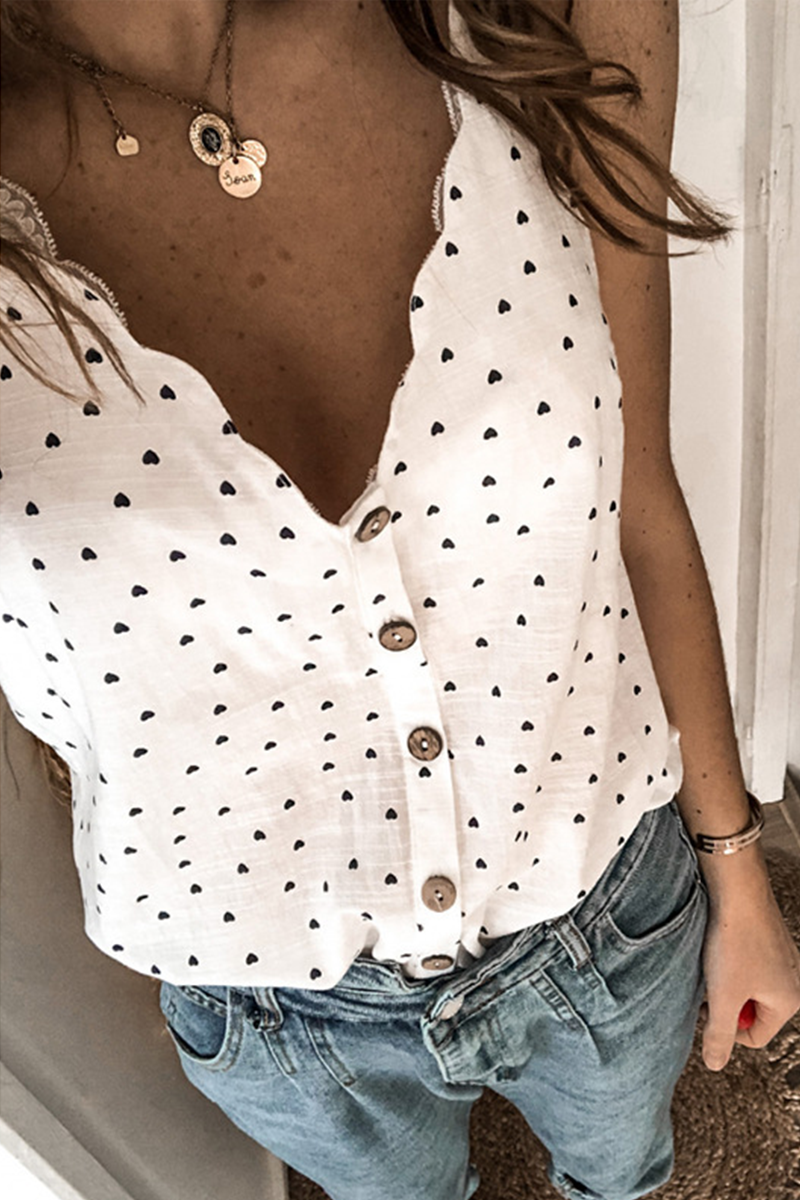 Tops casuales con cuello en V y abertura en la parte delantera de lunares (5 colores)