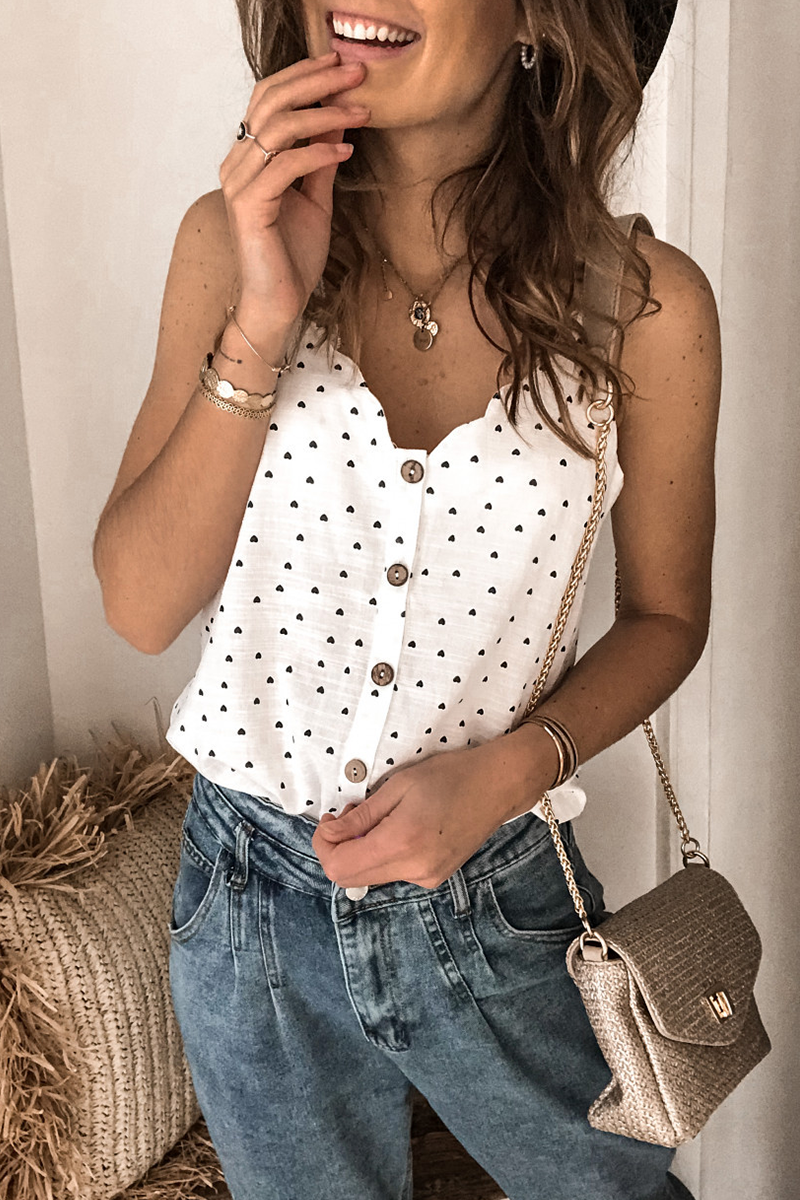 Tops casuales con cuello en V y abertura en la parte delantera de lunares (5 colores)