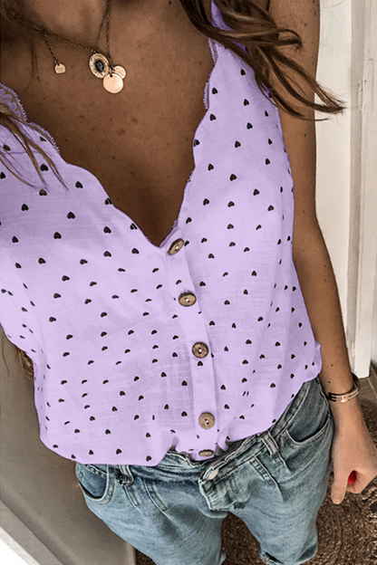 Tops casuales con cuello en V y abertura en la parte delantera de lunares (5 colores)