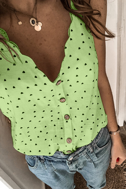 Tops casuales con cuello en V y abertura en la parte delantera de lunares (5 colores)