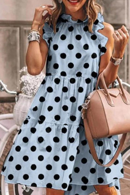 Vestidos de línea A con cuello redondo y estampado de patchwork de moda urbana