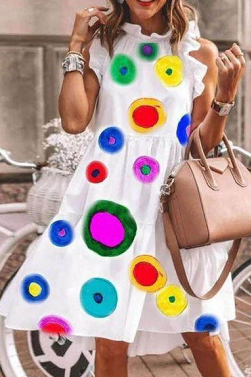Vestidos de línea A con cuello redondo y estampado de patchwork de moda urbana (5 colores)