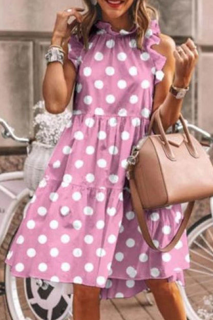 Vestidos de línea A con cuello redondo y estampado de patchwork de moda urbana