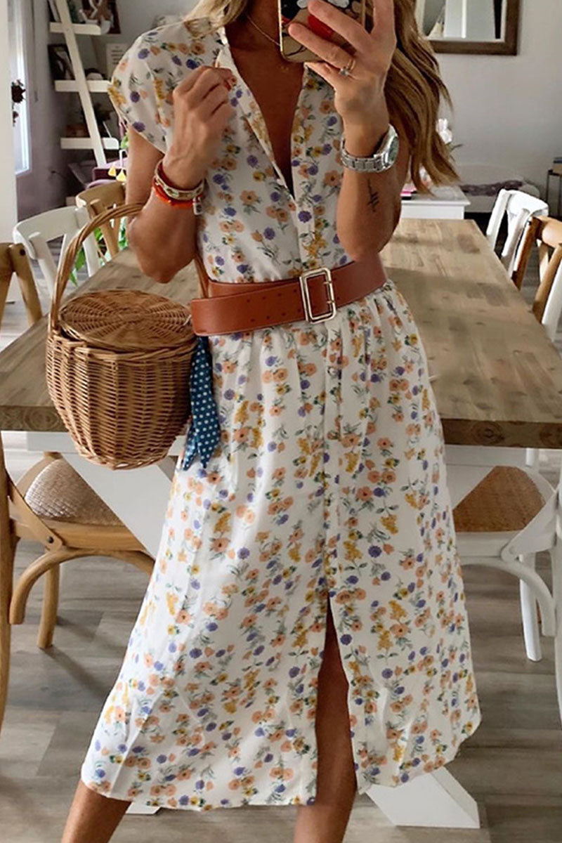 Vestidos irregulares con cuello mandarín y abertura en la costura con estampado urbano de moda