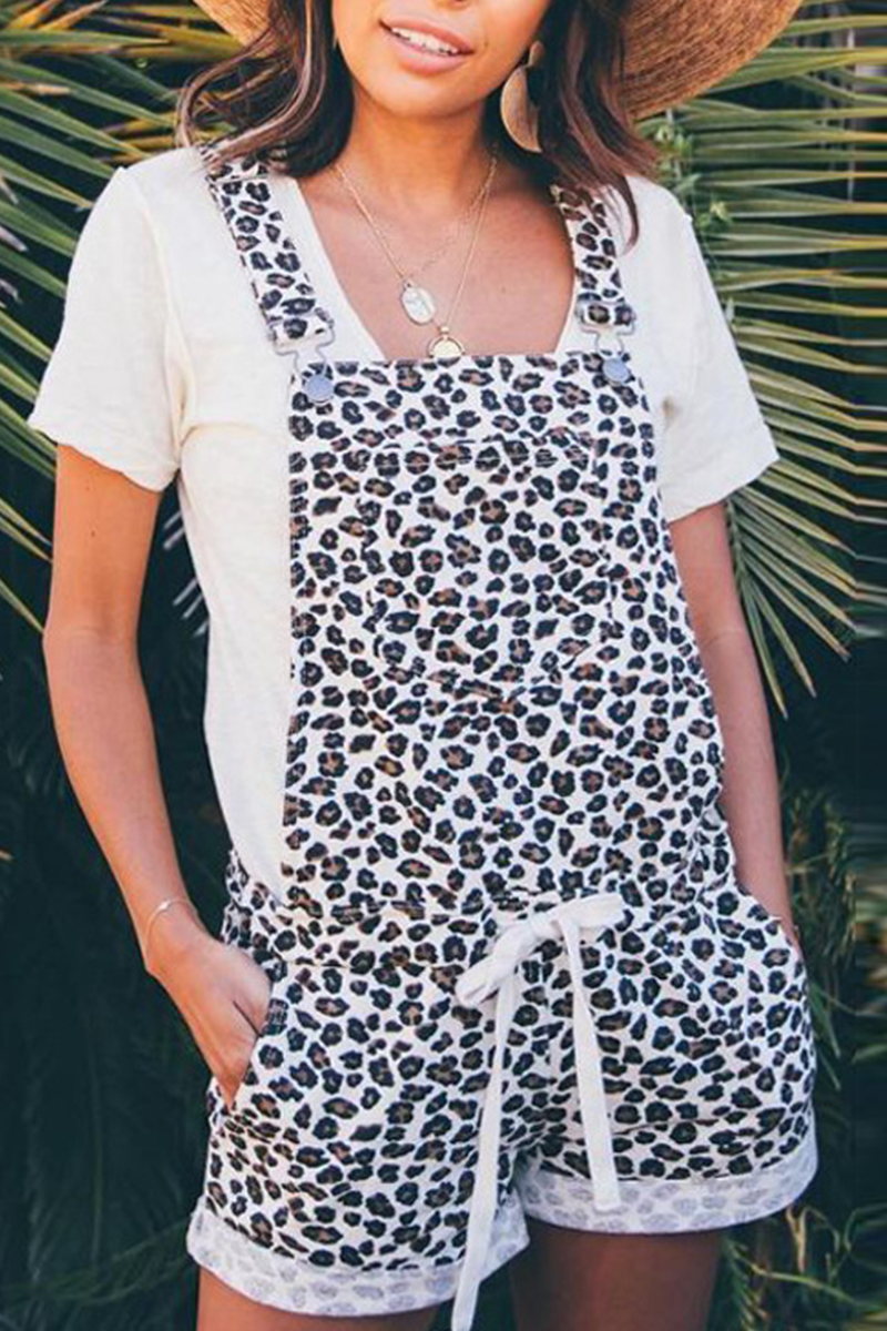 Mono informal recto con estampado de leopardo y cordón ajustable