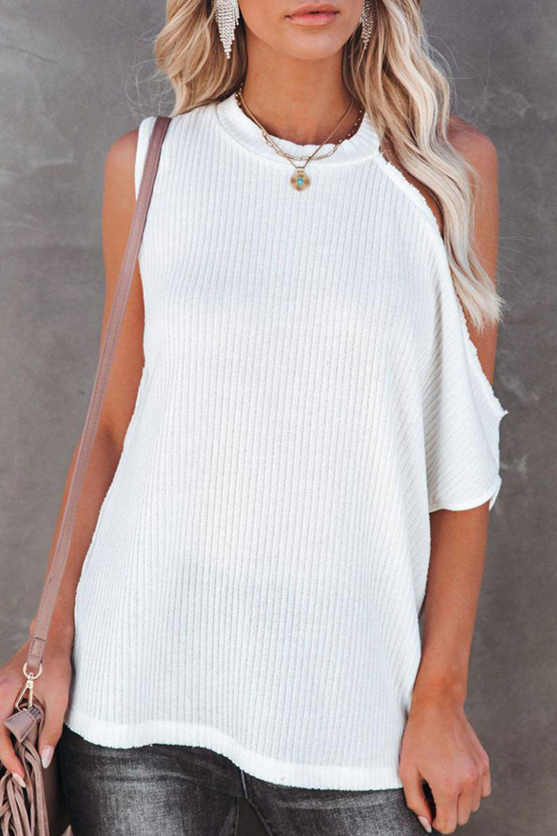 Camisetas casuales de moda con cuello redondo y parches lisos