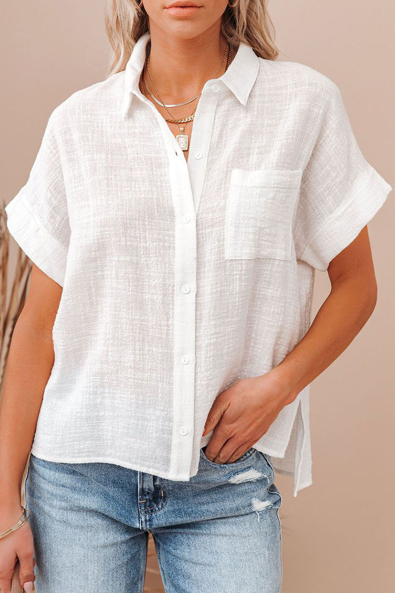 Blusas casuales de moda con cuello vuelto y parches lisos (3 colores)