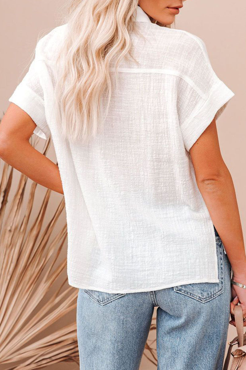 Blusas casuales de moda con cuello vuelto y parches lisos (3 colores)