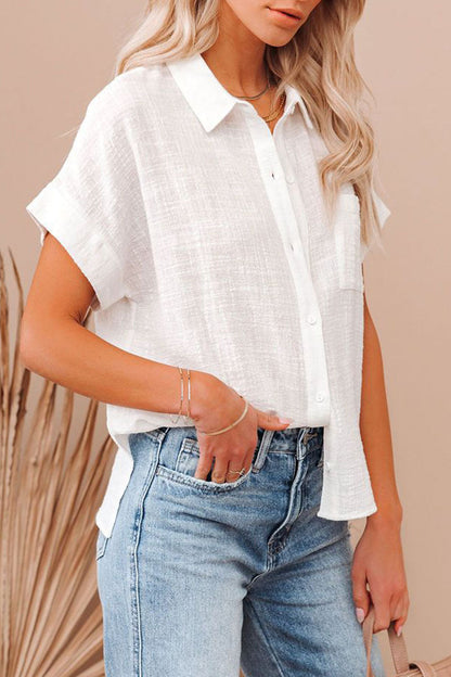 Blusas casuales de moda con cuello vuelto y parches lisos (3 colores)