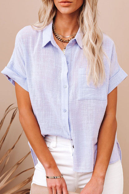 Blusas casuales de moda con cuello vuelto y parches lisos (3 colores)
