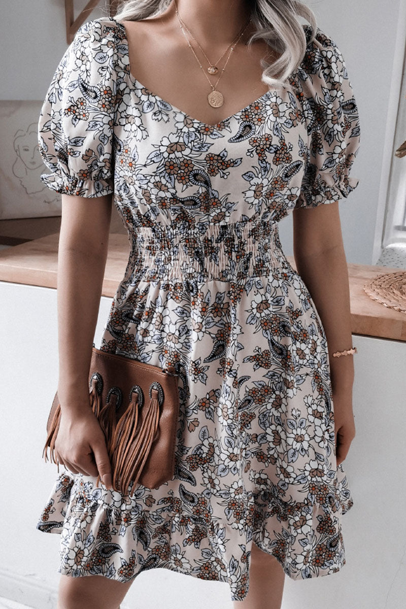 Vestidos casuales con cuello cuadrado y estampado en forma de A (3 colores)