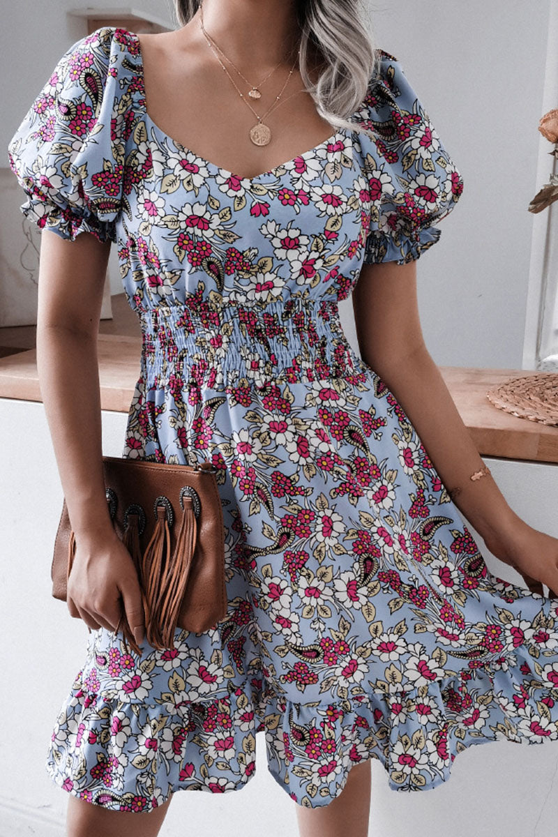 Vestidos casuales con cuello cuadrado y estampado en forma de A (3 colores)