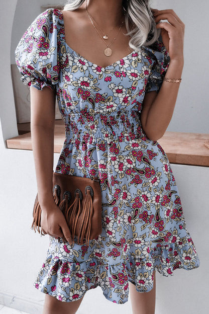Vestidos casuales con cuello cuadrado y estampado en forma de A (3 colores)