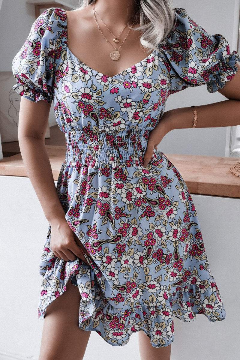Vestidos casuales con cuello cuadrado y estampado en forma de A (3 colores)