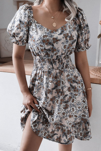 Vestidos casuales con cuello cuadrado y estampado en forma de A (3 colores)