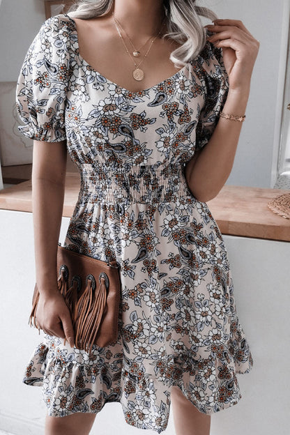 Vestidos casuales con cuello cuadrado y estampado en forma de A (3 colores)