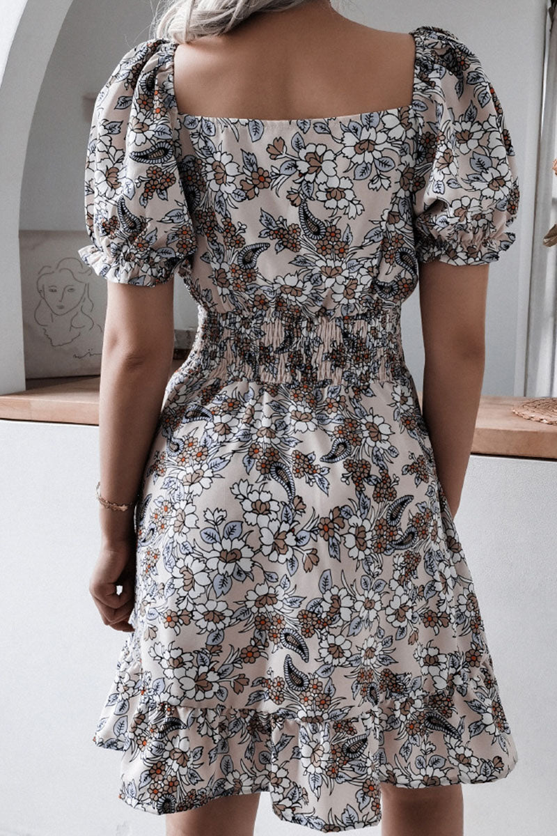 Vestidos casuales con cuello cuadrado y estampado en forma de A (3 colores)