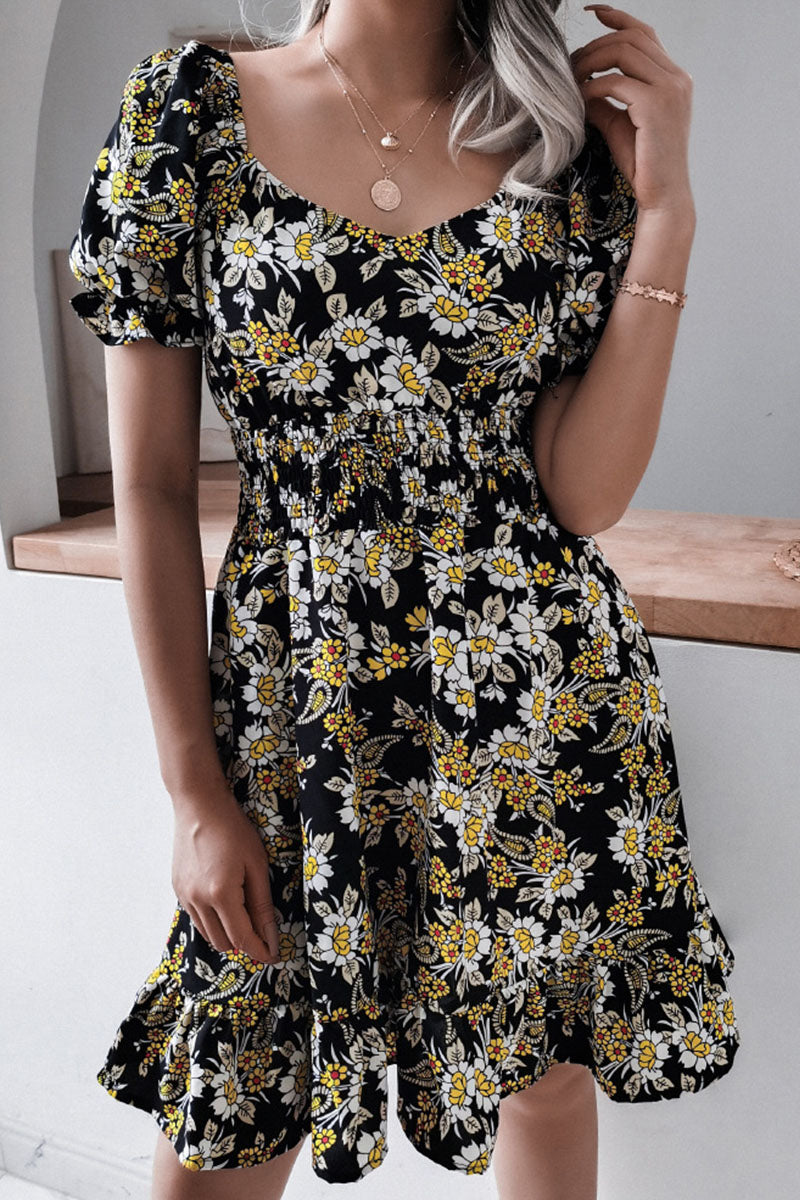 Vestidos casuales con cuello cuadrado y estampado en forma de A (3 colores)
