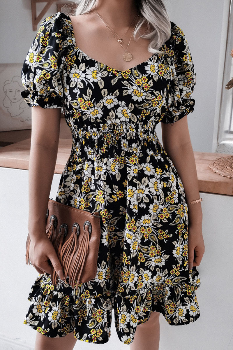 Vestidos casuales con cuello cuadrado y estampado en forma de A (3 colores)