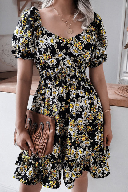 Vestidos casuales con cuello cuadrado y estampado en forma de A (3 colores)