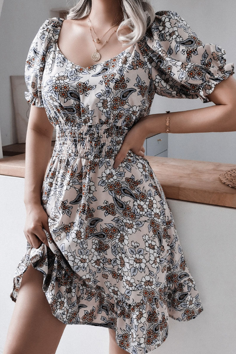 Vestidos casuales con cuello cuadrado y estampado en forma de A (3 colores)
