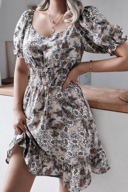 Vestidos casuales con cuello cuadrado y estampado en forma de A (3 colores)