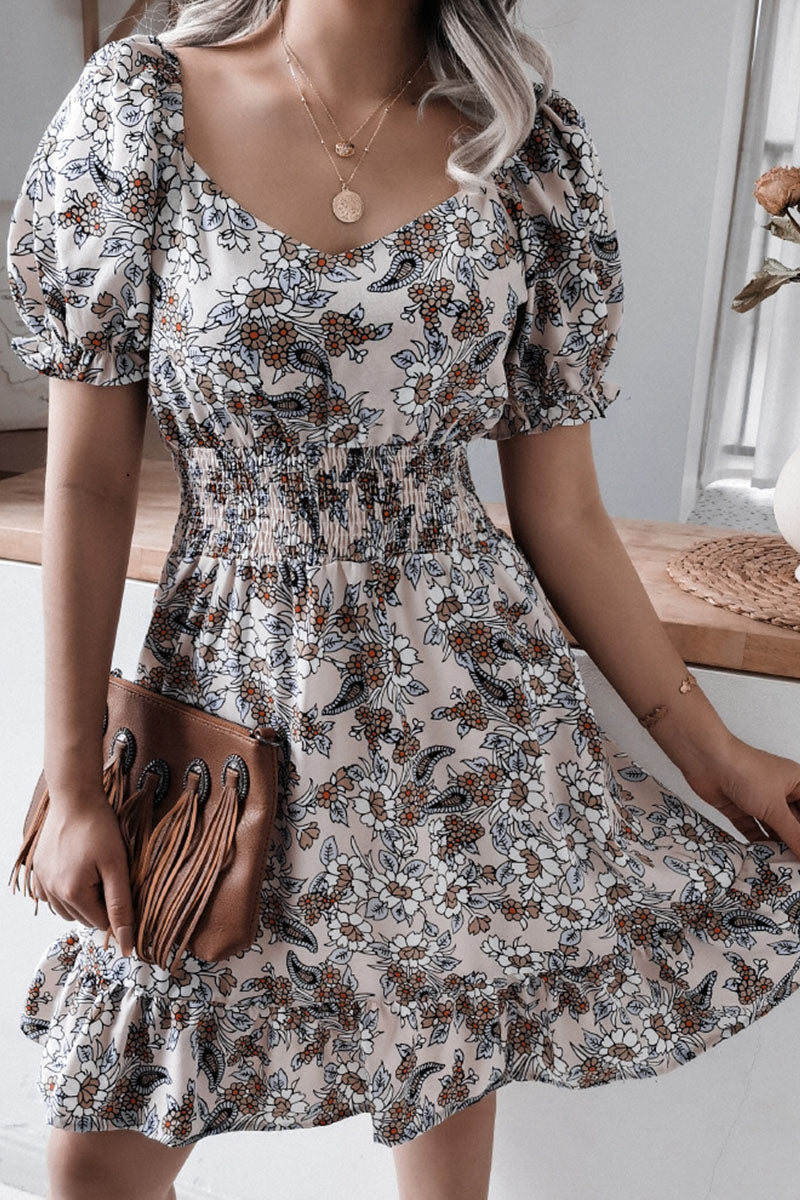 Vestidos casuales con cuello cuadrado y estampado en forma de A (3 colores)