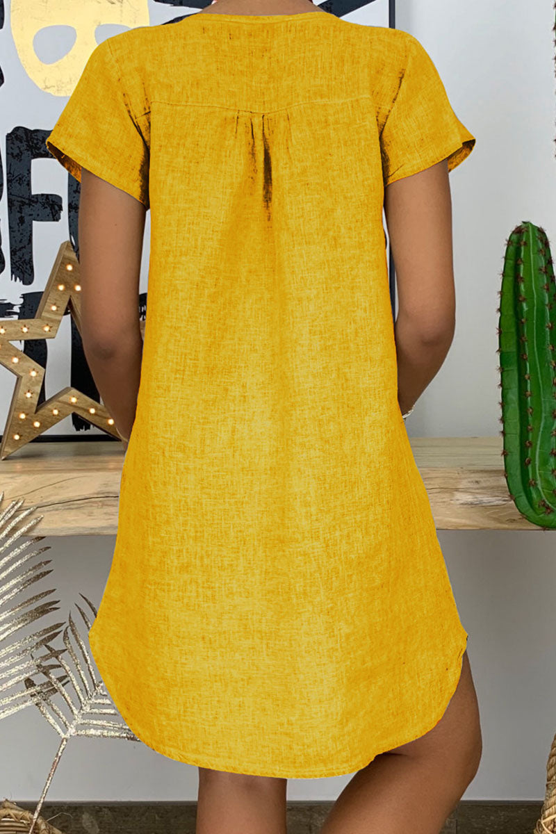 Vestidos casuales de moda con cuello en V y falda farol (8 colores)