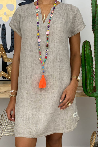 Vestidos casuales de moda con cuello en V y falda farol (8 colores)