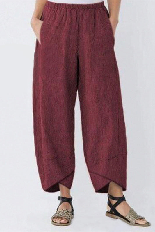 Pantalones de tubo holgados de cintura alta con bolsillos sólidos, casuales y a la moda (9 colores)