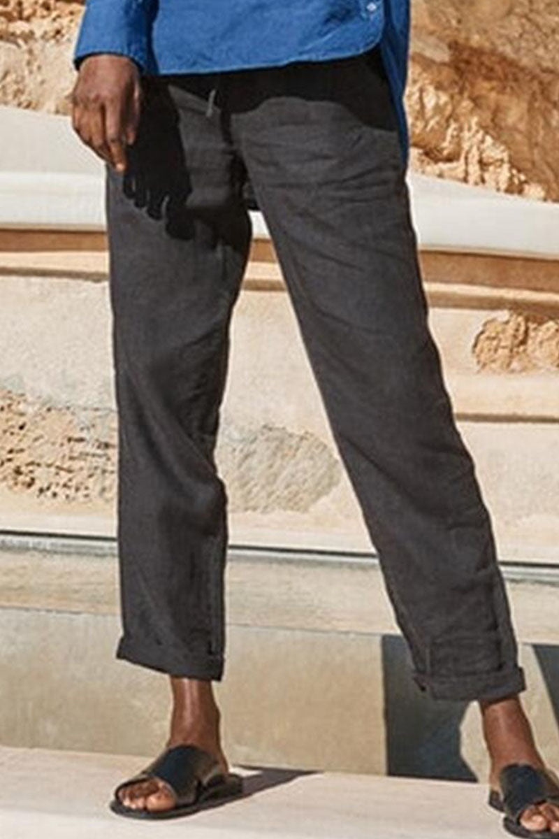 Pantalones casuales de moda con bolsillos sólidos y pierna ancha y sueltos