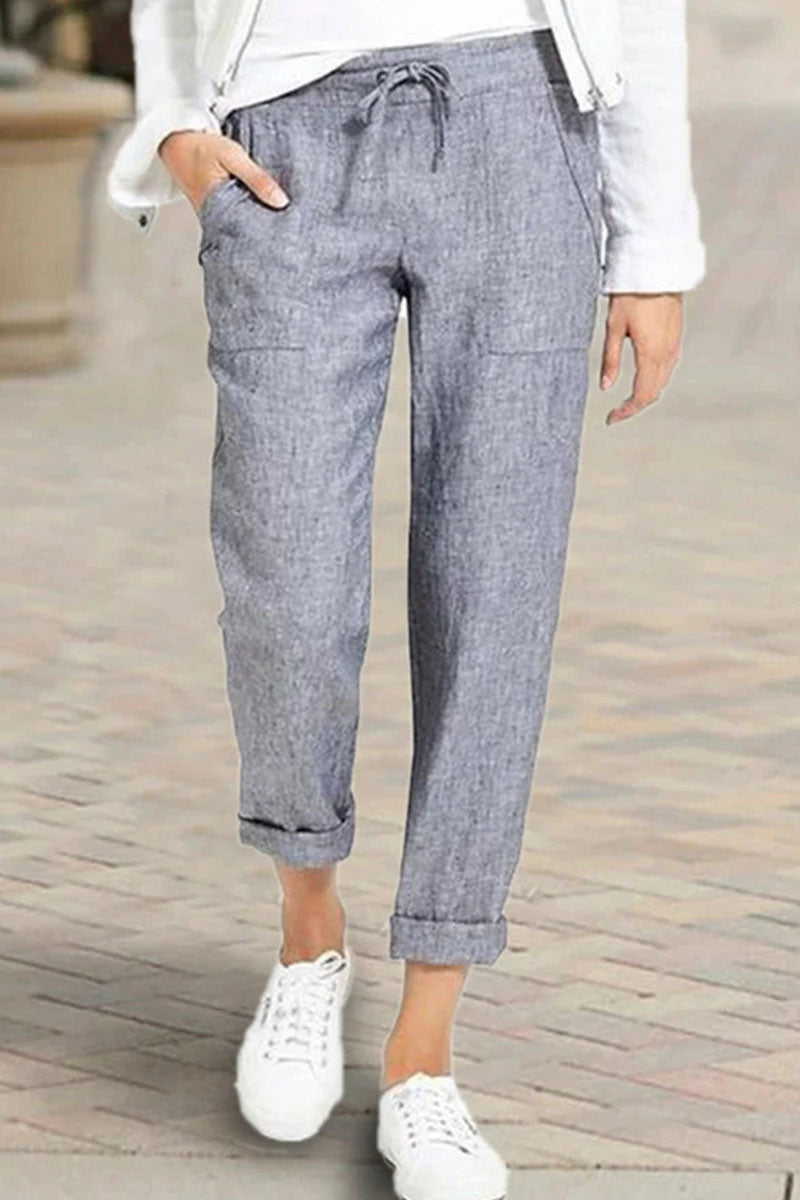 Pantalones rectos de cintura alta con bolsillos lisos, casuales y de moda (4 colores)