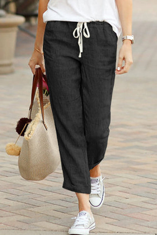 Pantalones rectos de cintura media, holgados, lisos e informales a la moda (4 colores)