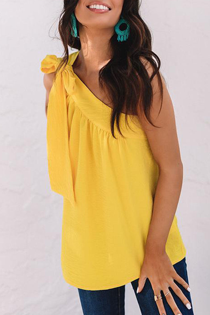 Tops de un solo hombro lisos y dulces de moda (5 colores)